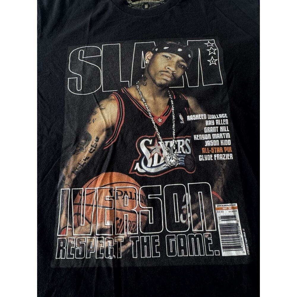 Official Mitchell & Ness Men's Black Allen Iverson Sixers T Shirt Size Medium - Picture 3 of 9